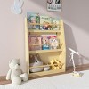 TopComfy Decorative Bookshelf 3 Tier Kids Book Shelf Sturdy Kids Book Rack for Bedroom Easy to Reach Storage for Children, Beige, 33.66"*14.37"*3.15" - 2 of 4