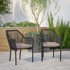 Emma and Oliver Woven All-Weather Outdoor Two-Piece Club Chair Set with Coordinating Cushions for Porch, Backyard and Patio - 2 of 4