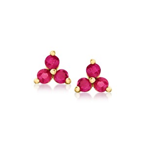 RS Pure by Ross-Simons 0.20 ct. t.w. Ruby 3-Stone Stud Earrings in 14kt Yellow Gold - 1 of 4