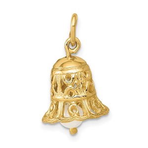 Black Bow Jewelry 14k Yellow Gold & FW Cultured Pearl 3D Wedding Bell Pendant, 12mm - 1 of 4