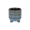 Cheung's Victrola Raised Round Tri-Band Lined Pattern Ceramic Pot- Small - Blue - 2 of 3