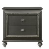 Gulches Nightstand, 30 Inch High in Metal - Gray Finish, Equipped with 2 Drawers and Wooden Legs - 2 of 4