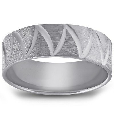 Pompeii3 Mens 10k Black Gold 6mm Brushed Wave Ring Mens Wedding Band