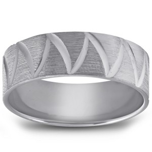 Pompeii3 Mens 10k Black Gold 6mm Brushed Wave Ring Mens Wedding Band - 1 of 4
