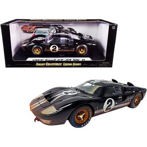 1966 Ford GT-40 MK II #2 Black with Silver Stripes After Race (Dirty Version) 1/18 Diecast Model Car by Shelby Collectibles - 1 of 3