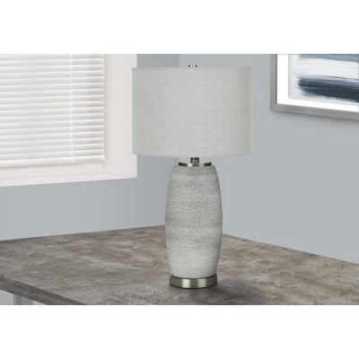 Monarch Specialties Lighting 25inchH Table Lamp Grey Ceramic Grey Shade Modern