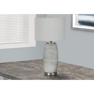 Monarch Specialties Lighting 25inchH Table Lamp Grey Ceramic Grey Shade Modern - 1 of 4