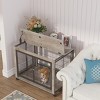 LAOTIES Heavy Duty Wooden Dog Crate with Wheels,Double Doors And Lift Top,Furniture Style Kennel - 3 of 4