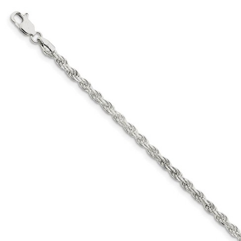 Black Bow Jewelry 3mm Sterling Silver, Diamond Cut Solid Rope Chain Anklet or Bracelet - image 1 of 4