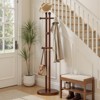 Heavy-Duty Solid Wood Coat Rack with Stable Round Base, 180 lb Capacity –6 Hooks Freestanding Coat Tree for Entryway, Bedroom & Hallway, Walnut - 3 of 4