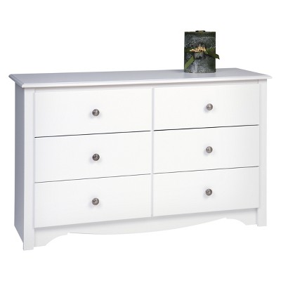 Compact Monterey 6-Drawer Nursery Dresser in White with Deep Storage