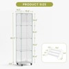 4-Tier Tempered Glass Display Cabinet with Lock & Wheels, Freestanding Storage Cabinet with Acrylic Shelves - ModernLuxe - 3 of 4