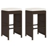 vidaXL Garden Bar Stool Set of 2 Brown,Cream white - 2 of 4