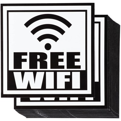 Juvale 24-Pack Free WiFi Sign Vinyl Decals Stickers Labels Self-Adhesive for WiFi Hotspot, 5 x5 in