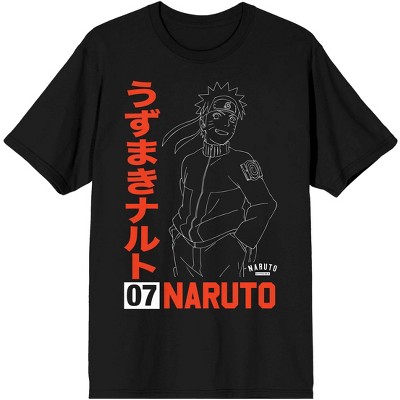 Naruto Shippuden Uzumaki Line Art Men's Black T-shirt-XX-Large
