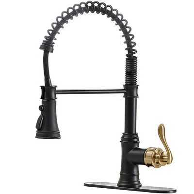 Single-Handle Pull-Down Sprayer 3 Spray High Arc Kitchen Faucet With Deck Plate