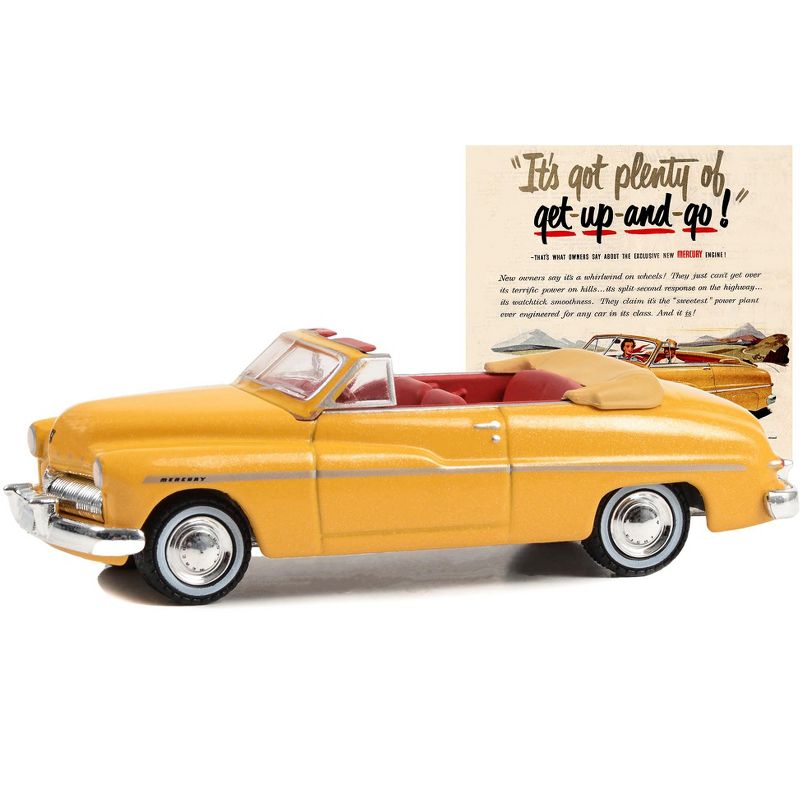 1949 Mercury Eight Convertible Yellow Metallic with Red Interior "Vintage Ad Cars" Series 9 1/64 Diecast Model Car by Greenlight, 3 of 4