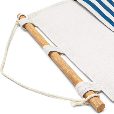 Blue and Beige Cotton Hanging Organizer with Wooden Rod, 2-Pack