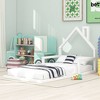CAVINAS Kids Toddler Bed with House-shaped Headboard,Twin/Full Size Floor Bed,Montessori Bed for Bedroom Playroom,White/Brown - 4 of 4