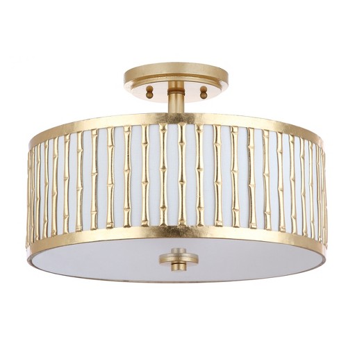 Pierce Bamboo Flush Mount Ceiling Lights Safavieh