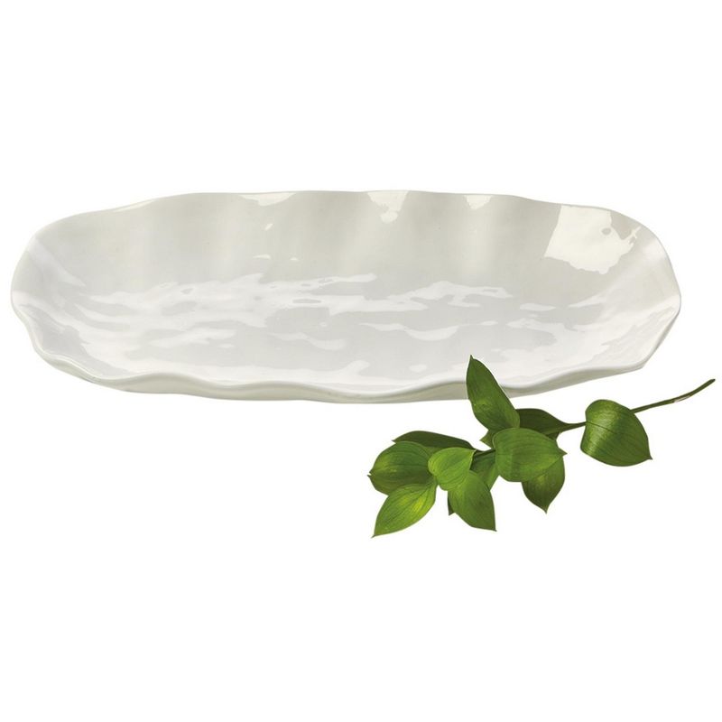 tagltd Formoso White Stoneware Oval Dinnerware Serving Tray Platter Dishwasher Safe 18.0L x 9.25W x 2.0H inches, 2 of 4