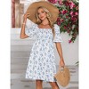 YesFashion Women's Fashion Maternity Dress Floral Short Sleeves Square Neck Dress Smocked Midi Dress for Babyshower Photography - 2 of 4