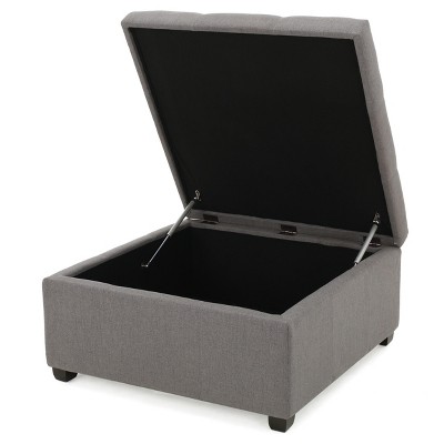 Carlsbad Dark Gray Tufted Fabric Storage Cocktail Ottoman