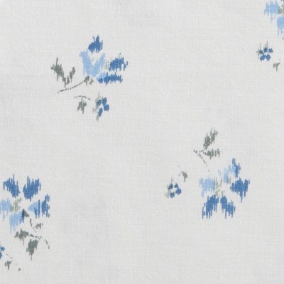 Queen Blue Floral Cotton Percale Deep Pocket Sheet Set
