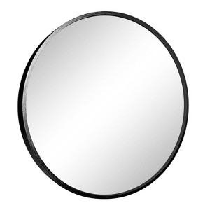HomeRoots 31" Black Metal Round Framed Accent Mirror - 1 of 4
