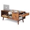 Wood Coffee Table with Sliding Top up to 50" TV, Modern Center Table with Open Storage Shelf for Living Room, Bedroom, Rustic Brown - 2 of 4