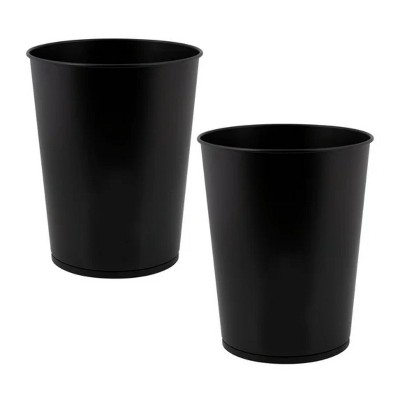 LunaLulinlk 2 Pack 1.3 gal Iron Bathroom Trash Can, Matte Black