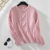 Women's Oversized Cable Knit Crewneck Sweaters - 2 of 4