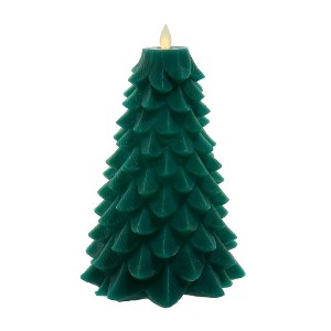 Kurt Adler 9-Inch Battery Operated Green Christmas Tree Candle with LED Flicker Flame - 1 of 4