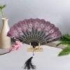 Unique Bargains Rose Lace with Tassel Folding Fan 1 Pc - 4 of 4