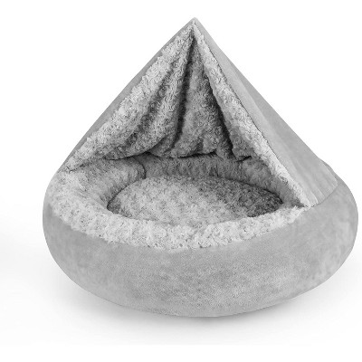 Small Dog Bed Cat Bed with Hooded Blanket, Cozy Cuddler Luxury Puppy Pet Bed, Donut Round Calming Anti-Anxiety Dog Burrow