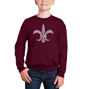 LA Pop Art Fleur De Lis - Popular Louisiana Cities - Boy's Word Art Crewneck Sweatshirt - 1 of 3