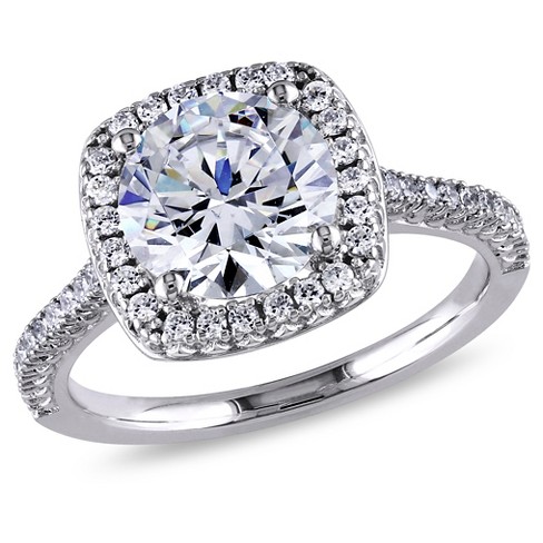 Loveso Temperament Square Diamond Ring Silver Ring Cubic Zirconia CZ Diamond Eternal Engagement Wedding Ring