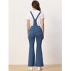 Allegra K Women's Casual Denim V Neck Zip Up Bell Bottom Jeans Jumpsuits - 3 of 4