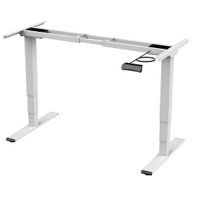 Monoprice Dual Motor 3-Stage Sit-Stand Desk, v2, White | Ergonomic Work From Home, Office, Workstation Stand up Desk - Workstream Collection - 1 of 4