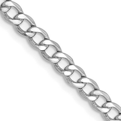 Black Bow Jewelry 3.35mm, 14K White Gold, Hollow Curb Link Chain Necklace