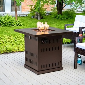 Christopher Knight Home Trista 50,000 BTU Square Propane 28" Fire Table with Stainless Steel Lid - 1 of 4
