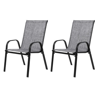4 Piece Patio Chairs, Outdoor Camping Chairs With Breathable Textilene Fabric, Set Of 4 Garden Chairs With Armrest High Backrest-Cuddlewood