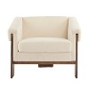 34" Mid-Century Modern Accent Chair with White Fabric, Deep Cushions, and Wide Armrests – Ideal for Living Room, Bedroom, or Office - 2 of 4