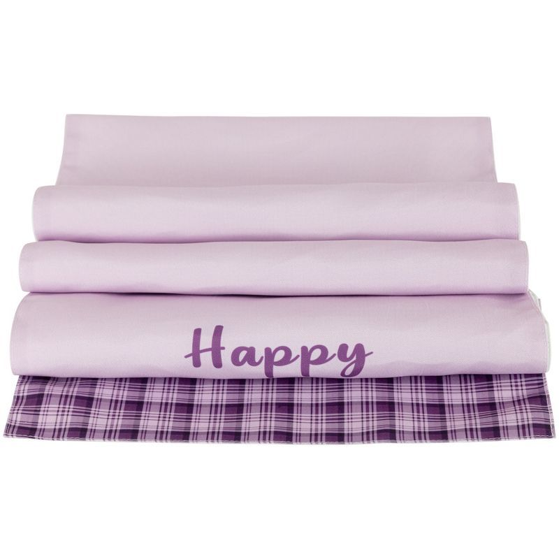 Northlight 72" Pastel Purple "Happy Easter" Plaid Table Runner, 3 of 6