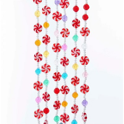 Kurt Adler Christmas Decorations Plastic Garland, Hard Candy with Peppermint Rounds, Multicolored, 9ft