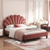 NicBex Full/Queen Upholstered Platform Bed Frame with Flower Pattern Velvet Headboard,Solid Wood Slats Support,No Box Spring Needed,Easy Assembly - 2 of 4
