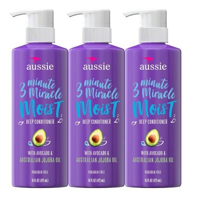 Aussie Paraben-Free Miracle Moist 3 Minute Miracle Conditioner with Avocado - 16.0 fl oz/3pk