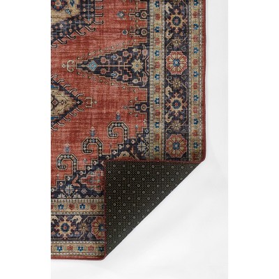 Rust Rectangular Synthetic Persian-Inspired Area Rug
