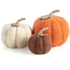 Shiraleah Assorted Set Of 3 Felt Fall Decorative Pumpkins - 1 of 4