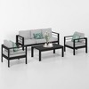 Aluminum Outdoor Patio Furniture Set, Modern Patio Conversation Sets with 5 Inch Cushion and Coffee Table for Balcony, Garden - 3 of 4